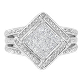 .925 Sterling Silver 2/5 Cttw Princess Cut Diamond Square On Point Cluster Composite Cocktail Ring (H-I Color, SI1-SI2 Clarity)-0 thumbnail 1