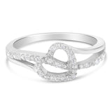 .925 Sterling Silver 1/8 Cttw Diamond Open Heart Leaf Curvy Bypass Accent Fashion or Promise Ring (I-J Color, I2-I3 Clarity)-0 thumbnail 1