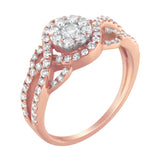 10K Rose Gold 3/4 Cttw Diamond Floral Cluster Head and Twisted Shank Cocktail  Ring (H-I Color, SI1-SI2 Clarity)--0 thumbnail 1