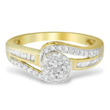 10K Yellow Gold Diamond Cluster Ring (1/2 Cttw, I-J Color, I2-I3 Clarity)-0 thumbnail 1