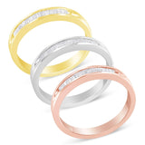 10K Yellow, White and Rose Gold over .925 Sterling Silver 5/8 Cttw Diamond Channel-Set Stackable Band Ring Set (H-I Color, I1-I2 Clarity)-0 thumbnail 1