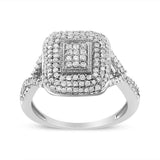 .925 Sterling Silver 1/2 Cttw Round-Cut Diamond Cluster Cushion Ring (I-J , I1-I2)-0 thumbnail 1