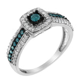 .925 Sterling Silver Treated Blue Miracle-Set Diamond Engagement Ring (1/2 Cttw, J-K Color, I1-I2 Clarity)-0 thumbnail 1