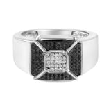 .925 Sterling Silver 3/8 Cttw Composite Enhanced Black and White Diamond Men's Band Ring (H-I, I2-I3)-0 thumbnail 1