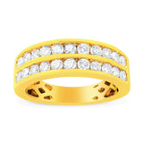 10K Yellow Gold Two-Row Diamond Band Ring (1 Cttw, J-K Color, I1-I2 Clarity)-0 thumbnail 1