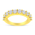 14K Yellow Gold Plated .925 Sterling Silver 2.0 Cttw Round Brilliant Cut Diamond 10 Stone Anniversary Band Ring (J-K Color, I1-I2 Clarity)-0