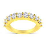14K Yellow Gold Plated .925 Sterling Silver 2.0 Cttw Round Brilliant Cut Diamond 10 Stone Anniversary Band Ring (J-K Color, I1-I2 Clarity)-0 thumbnail 1