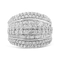 .925 Sterling Silver 2.00 Cttw Round and Baguette-Cut Diamond Cluster Ring (H-I Color, I1-I2 Clarity)-0