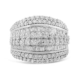 .925 Sterling Silver 2.00 Cttw Round and Baguette-Cut Diamond Cluster Ring (H-I Color, I1-I2 Clarity)-0 thumbnail 1