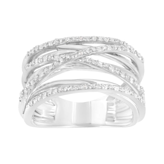 .925 Sterling Silver 1/4 Cttw Prong Set Round-Cut Diamond Bypass Ring (I-J Color, I1-I2 Clarity)-0