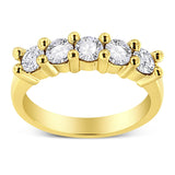 14K Yellow Gold Plated .925 Sterling Silver 1.0 Cttw Shared Prong-set Round Diamond 5 Stone Band Ring (J-K Color, I1-I2 Clarity)-0 thumbnail 1
