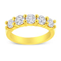 14K Yellow Gold Plated .925 Sterling Silver 1 1/2 Cttw Shared Prong Set Brilliant Round-Cut Diamond Anniversary or Wedding Band Ring (K-L Color, SI2-I1 Clarity)-0