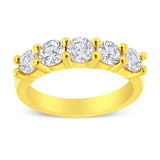 14K Yellow Gold Plated .925 Sterling Silver 1 1/2 Cttw Shared Prong Set Brilliant Round-Cut Diamond Anniversary or Wedding Band Ring (K-L Color, SI2-I1 Clarity)-0 thumbnail 1
