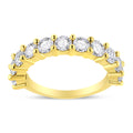 14K Yellow Gold Plated .925 Sterling Silver 2.00 Cttw Shared Prong Set Round-Diamond 11 Stone Band Ring (J-K Color, I1-I2 Clarity)-0