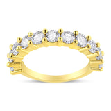 14K Yellow Gold Plated .925 Sterling Silver 2.00 Cttw Shared Prong Set Round-Diamond 11 Stone Band Ring (J-K Color, I1-I2 Clarity)-0 thumbnail 1