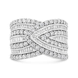 .925 Sterling Silver 2 3/8 Cttw Diamond Multi Row Overlay Band Ring ( J-K Color, I3 Clarity)-0 thumbnail 1