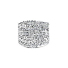 10K White Gold 2 1/2 Cttw Round and Baguette-Cut Diamond Multi-Row Bypass Ring (J-K Color, I2-I3 Clarity)-0