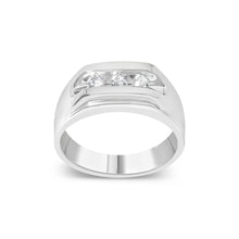 Men's .925 Sterling Silver 1/3 Cttw Diamond Channel Set 3 Stone Ring Band (I-J Color, I3 Clarity)-0