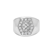 Men's .925 Sterling Silver 1/2 Cttw Multi-Diamond Hexagon Frame Ring (I-J Color, I3 Clarity)-0