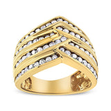 10K Yellow Gold Plated .925 Sterling Silver 1 1/2 Cttw Diamond Channel Band (Champagne Color, I2-I3 Clarity) Ring-0 thumbnail 1