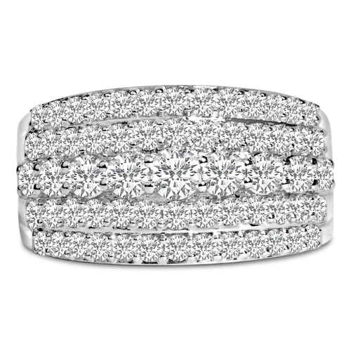 .925 Sterling Silver 2.00 Carat Lab Grown Diamond Multi Row Band Ring-0