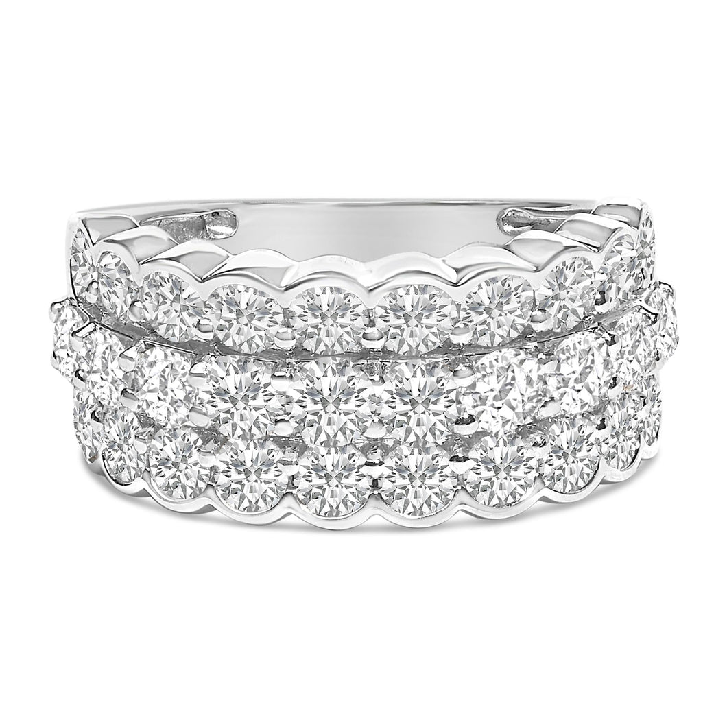 .925 Sterling Silver 3.0 Cttw Lab Grown Diamond 3 Row Band Ring (F-G Color, VS1-VS2 Clarity)-0