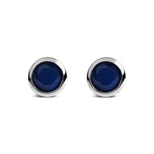 .925 Sterling Silver 6MM Bezel Set Created Gemstone Solitaire Stud Earrings-1