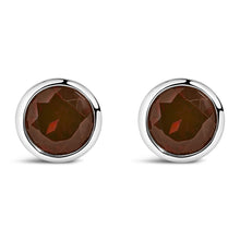 .925 Sterling Silver 6MM Bezel Set Created Gemstone Solitaire Stud Earrings-4