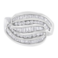 14KT White Gold Diamond Bypass Band Ring (1 cttw, H-I Color, SI1-SI2 Clarity)