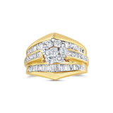 14K Yellow Gold 2-1/3 Cttw Diamond Cluster Channel Set Chevron Shaped Band Engagement Ring & Wedding Band Set (H-I Color, SI1-SI2 Clarity)--0 thumbnail 1