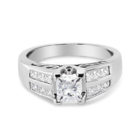 14K White Gold 1 1/4 Cttw Princess Cut Diamond Channel Set Engagement Ring (H-I Color, SI1-SI2 Clarity)