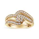 .925 Sterling Silver 1/3ct Cttw Multi-Diamond Bypass Vintage-Style Bridal Set Ring and Band (I-J Color, I3 Clarity)-1 thumbnail 2