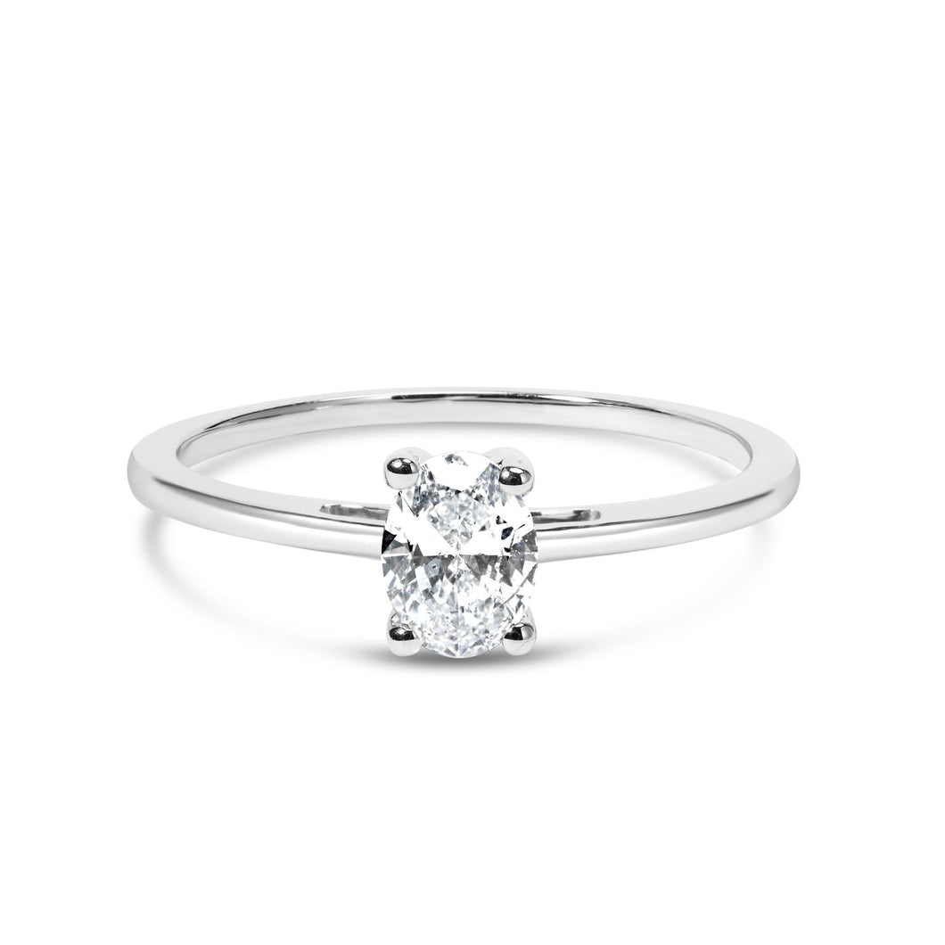 14K White Gold 1/2 Cttw Oval Lab Grown Diamond 4 Prong Solitaire Engagement Ring (F-G Color, VS2-SI1 Clarity)-0