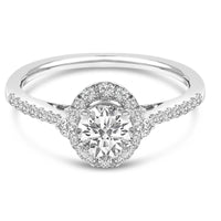 14K White Gold 1.00 Cttw Lab-Grown Diamond Oval Shaped Halo Engagement Ring (F-G Color, VS1-VS2 Clarity)