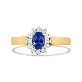 14K Yellow Gold 1/5 Cttw Round Diamond and 6x4mm Oval Blue Tanzanite Halo Ring (H-I Color, I1-I2 Clarity)-0 thumbnail 1