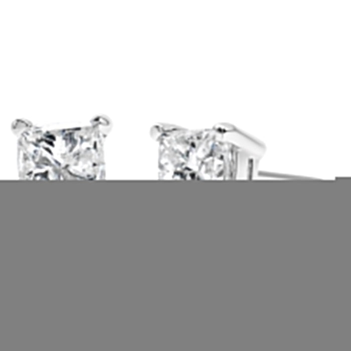 14K White Gold 3/8 Cttw Lab Grown Princess-Cut Diamond 4-Prong Solitaire Stud Earrings (VS1-VS2 Clarity, F-G Color)