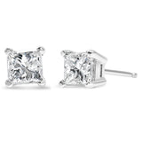 AGS Certified Princess-Cut Square Diamond 4-Prong Solitaire Stud Earrings in 14K Gold (L-M Color, I1-I2 Clarity)-0 thumbnail 1