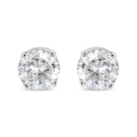14K White Gold 1.0 Cttw 4-Prong Set Brilliant Round-Cut Solitaire Lab Grown Diamond Push Back Stud Earrings (E-F Color, VVS2-VS1 Clarity)