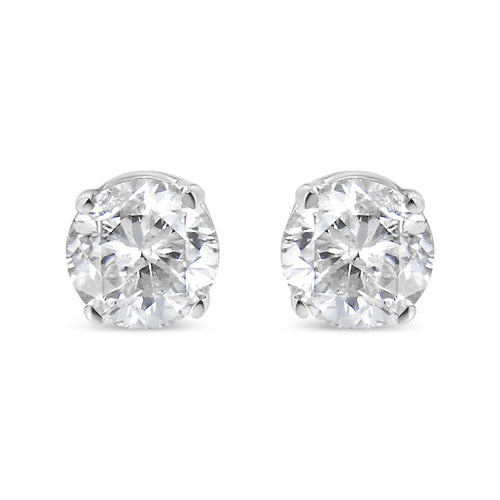 14K White Gold 1.0 Cttw 4-Prong Set Brilliant Round-Cut Solitaire Lab Grown Diamond Push Back Stud Earrings (E-F Color, VVS2-VS1 Clarity)-0