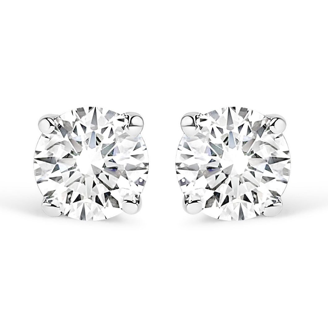 14K White Gold 1/3 Cttw Round Brilliant-Cut Near Colorless Diamond Classic 4-Prong Stud Earrings (J-K Color, I1-I2 Clarity)-0