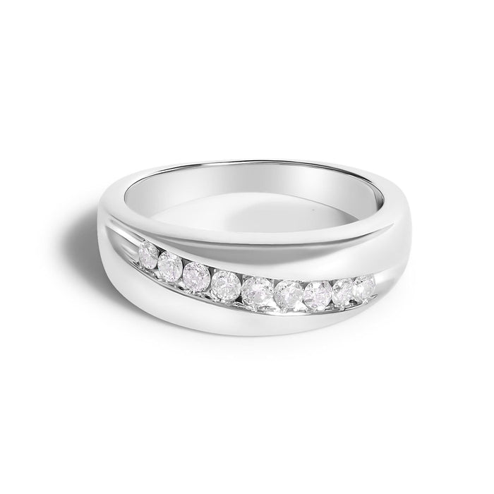 Men's.925 Sterling Silver 1/2 Cttw Diamond 9 Stone Band Ring