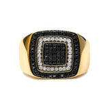 Men's 10K Yellow Gold 3/4 Cttw White and Black Treated Diamond Ring Band (Black / I-J Color, I2-I3 Clarity)-0 thumbnail 1