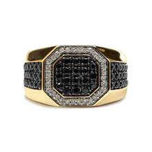 Men's 14K Yellow Gold Plated .925 Sterling Silver 1 1/4 Cttw White and Black Diamond Signet Style Band Ring (Black / I-J Color, I2-I3 Clarity)-0