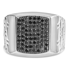 .925 Sterling Silver 1 1/4 Cttw Treated Black Diamond Cluster Men's Band Ring (Black Color, I2-I3 Clarity)-0