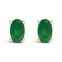 14K Gold Oval Cut Gemstone Birthstone 5x3 mm Stud Earrings