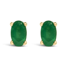 14K Gold Oval Cut Gemstone Birthstone 5x3 mm Stud Earrings-4