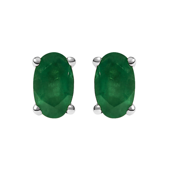 14K Gold Oval Cut Gemstone Birthstone 5x3 mm Stud Earrings