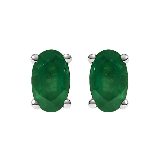 14K Gold Oval Cut Gemstone Birthstone 5x3 mm Stud Earrings
