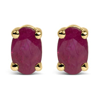14K Gold Oval Cut Gemstone Birthstone 5x3 mm Stud Earrings