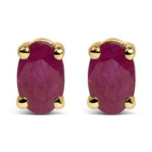 14K Gold Oval Cut Gemstone Birthstone 5x3 mm Stud Earrings-2